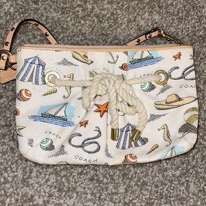 Coach Beach Theme Canvas Wristlet